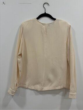 Barrie Pace 100% Silk Blouse Size 6 Cream Ivory Long Sleeve Vintage Minimalist